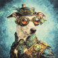 Preview: Steampunk Hund | Kissenpanel
