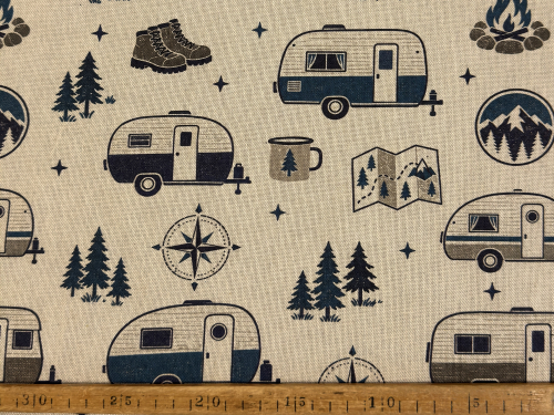 Preview: Canvas | Wohnwagen & Camping| blau, beige