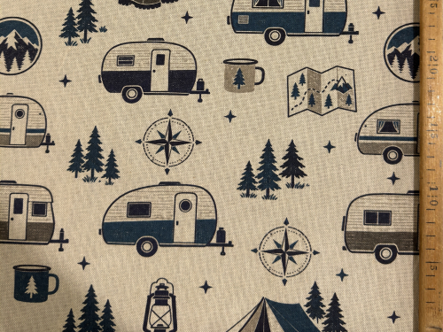 Preview: Canvas | Wohnwagen & Camping| blau, beige