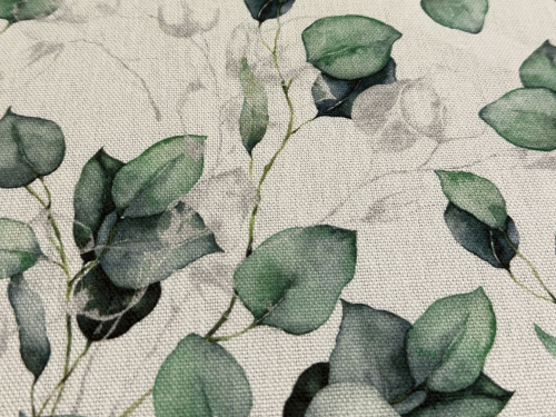 Preview: Canvas | Eukalyptus | offwhite, grün