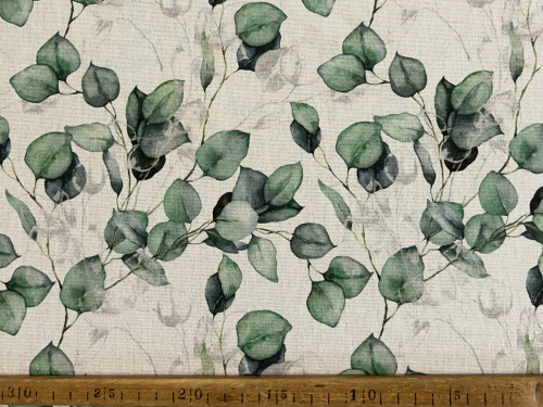 Preview: Canvas | Eukalyptus | offwhite, grün