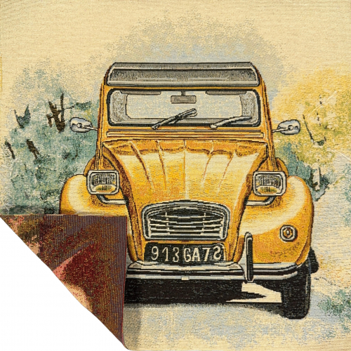 Preview: Dekostoff Gobelin Panel Oldtimer Gelb - Panel 24