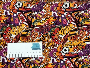 Baumwoll-Stoff Monster Orange Bunt Nr 3528