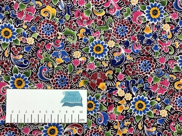 Baumwoll-Stoff Blumen Lila Bunt Nr 3632
