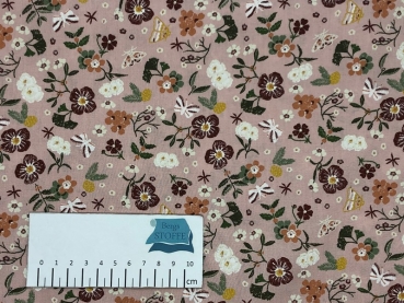Baumwoll-Stoff Blumen Rosa Bunt Nr 3639