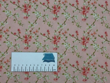 Baumwoll-Stoff Blumen Rosa Bunt Nr 3686