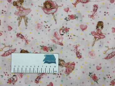 Baumwoll-Stoff Ballerina Rosa Bunt Nr 3761