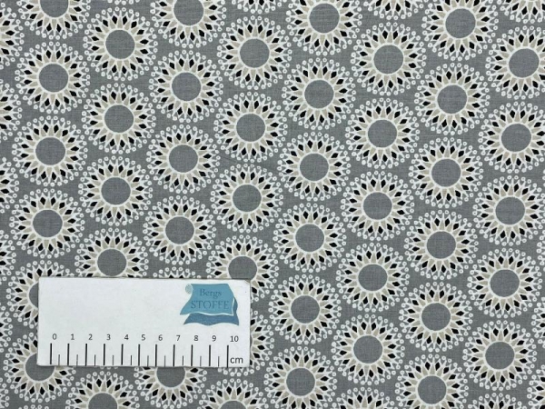 Baumwoll-Stoff Kreise Grau Bunt Nr 4204