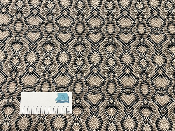 Jersey Baumwoll-Stoff Schlangenfell Beige Bunt Nr 3826