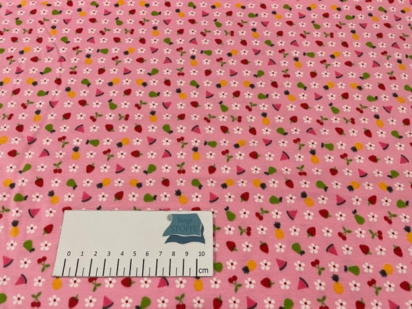 Jersey Baumwoll-Stoff Früchte Rosa Bunt Nr 3842