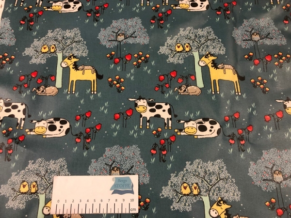 Beschichtete Baumwolle Tiere Blau Bunt Nr 3220