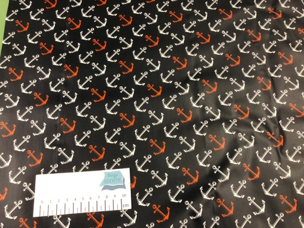 Beschichtete Baumwolle Anker Schwarz Bunt Nr 3232