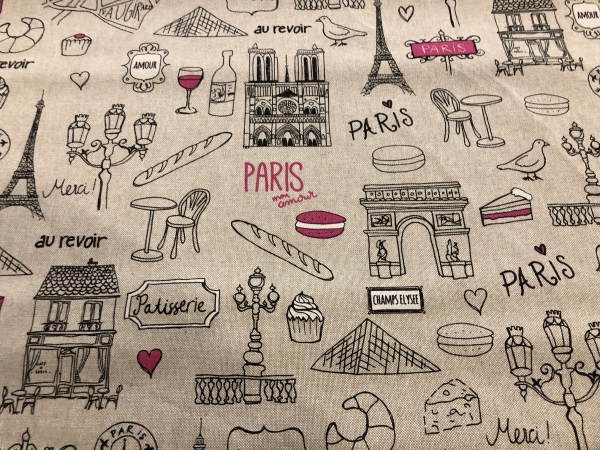 Schwere Baumwolle Stoff Paris Bunt Nr 4338