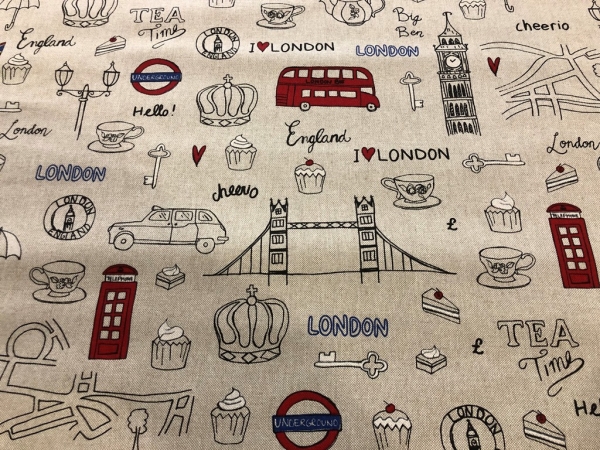 Schwere Baumwolle Stoff London Bunt Nr 4348