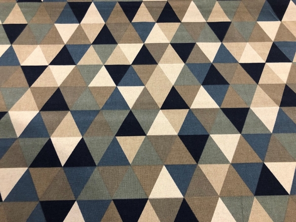 Schwere Baumwolle Stoff Dreieck Blau Bunt Nr 4368