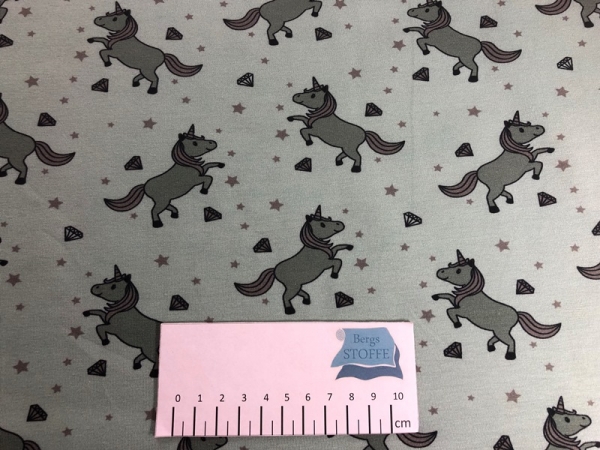 Jersey Baumwoll-Stoff Stenzo Pferde Mint Bunt Nr 3275