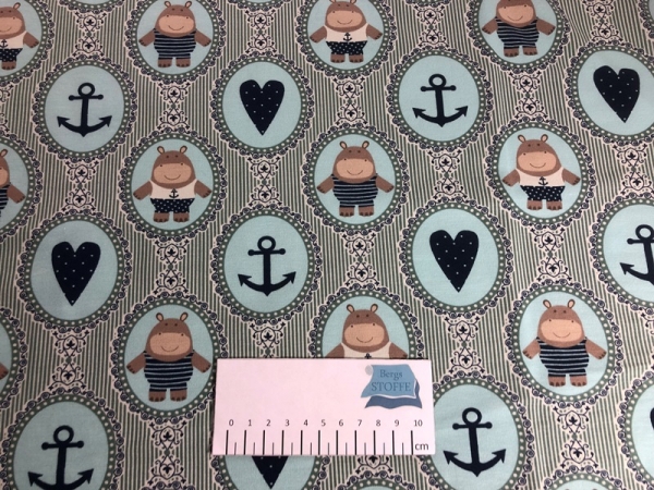 Jersey Baumwoll-Stoff Stenzo Anker Mint Bunt Nr 3276
