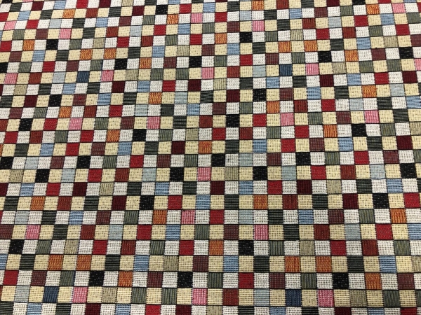 Gobelinstoff Quadrate Beige Bunt Nr 4653