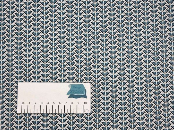 Baumwoll-Stoff Feder Blau Bunt Nr 3476