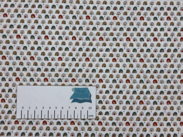 Baumwoll-Stoff Iglu Grau Bunt Nr 3480