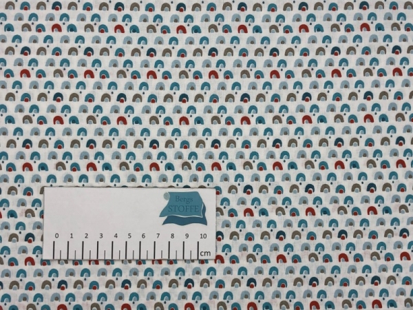 Baumwoll-Stoff Iglu Blau Bunt Nr 3481