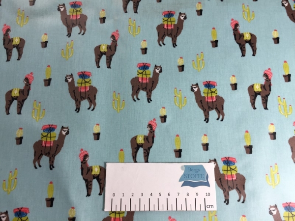 Beschichtete Baumwolle Lama Türkis Bunt Nr 3111