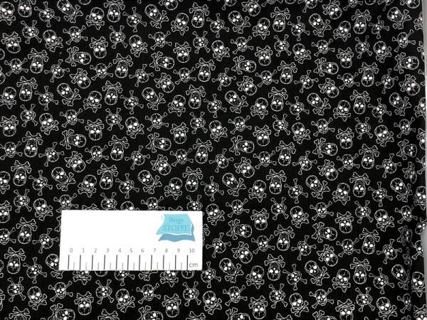Baumwoll-Stoff Totenkopf Schwarz Weiß Nr 3516