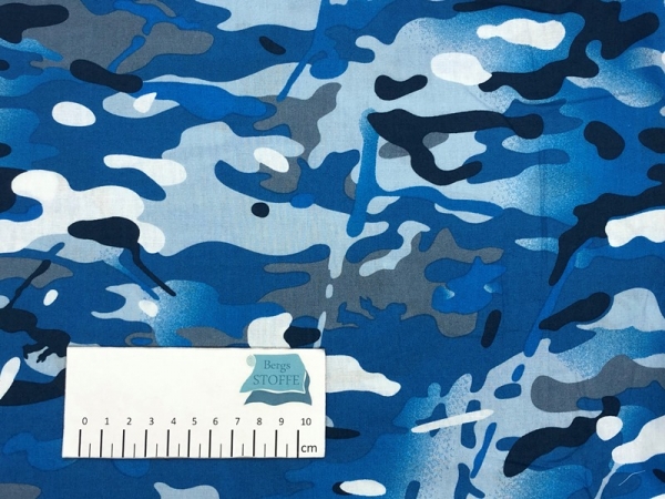 Baumwoll-Stoff Tarnstoff Blau Bunt Nr 3534