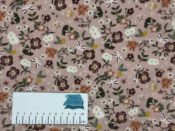Baumwoll-Stoff Blumen Rosa Bunt Nr 3639