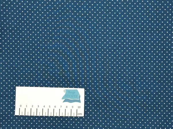 Baumwoll-Stoff Punkte Jeansblau Weiß Nr 3665