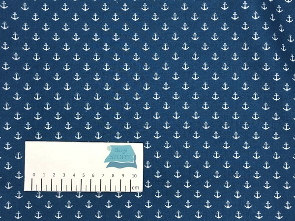 Baumwoll-Stoff Anker Jeansblau Weiß Nr 3667