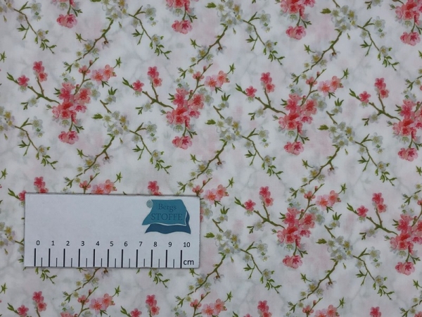 Baumwoll-Stoff Blumen Creme Bunt Nr 3685
