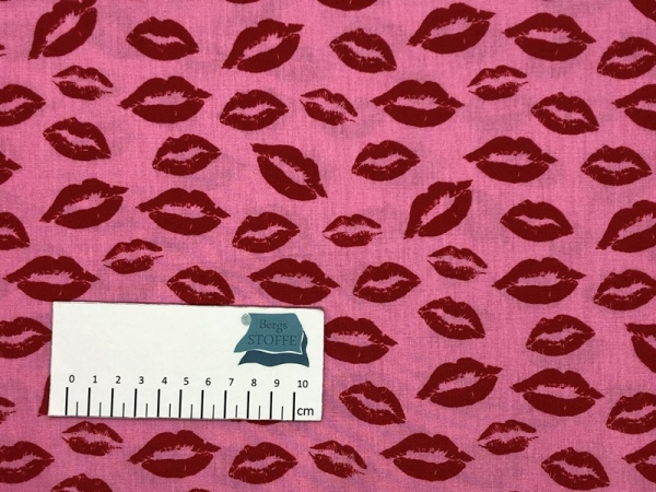 Baumwoll-Stoff Lippen Pink Bunt Nr 3702