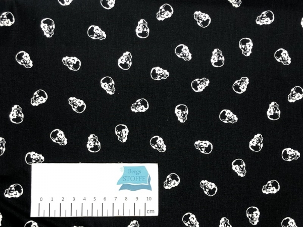 Baumwoll-Stoff Totenkopf Schwarz Weiß Nr 3723