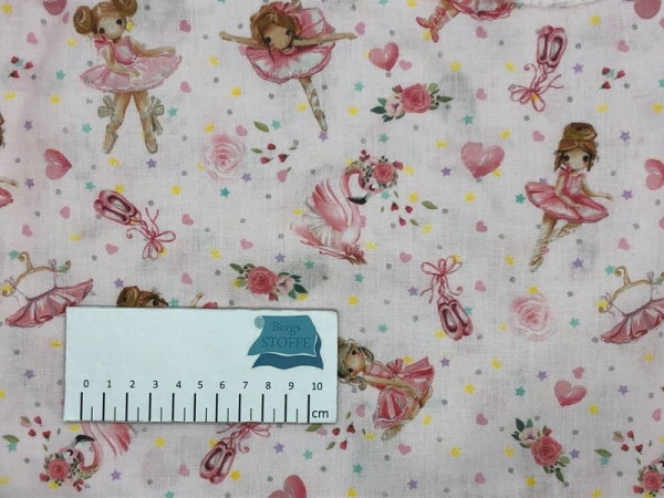 Baumwoll-Stoff Ballerina Rosa Bunt Nr 3761
