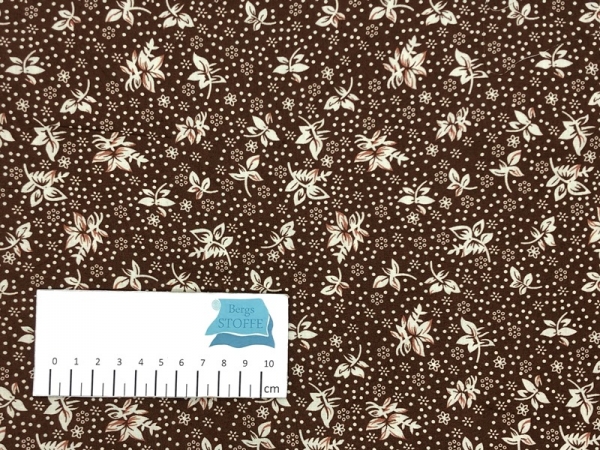 Baumwoll-Stoff Blumen Braun Bunt Nr 3789
