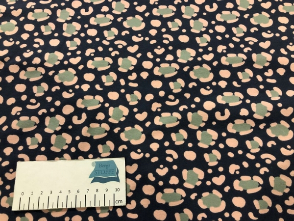 Jersey Baumwoll-Stoff Leopardenmuster Blau Bunt Nr 3905