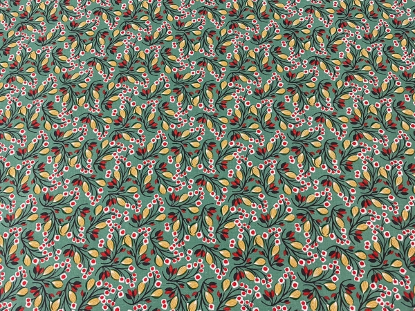 Baumwoll-Stoff Blumen Grün Bunt Nr 4477