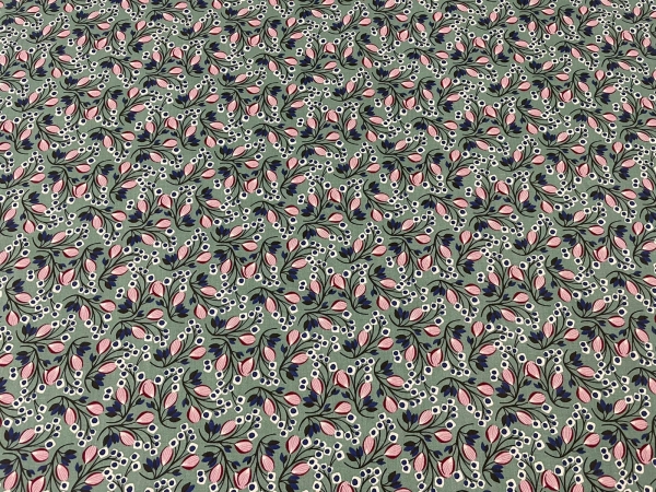 Baumwoll-Stoff Blumen Mint Bunt Nr 4480