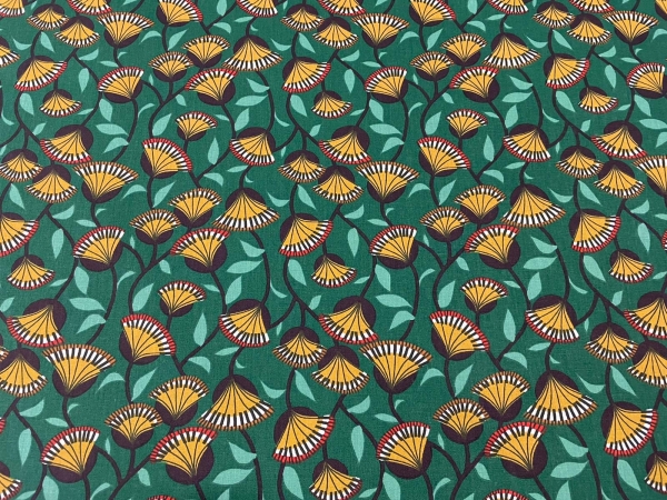 Baumwoll-Stoff Blumen Grün Bunt Nr 4473