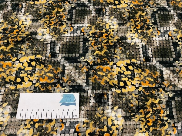 Jersey Baumwoll-Stoff Kacheln Gelb Bunt Nr 4001
