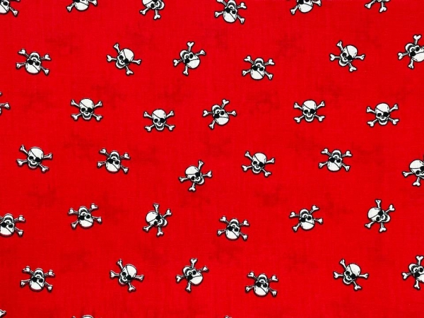 Baumwoll-Stoff Totenkopf Rot Bunt Nr 4269
