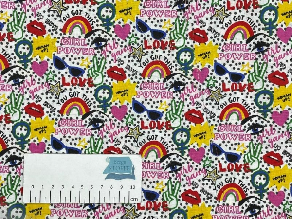 Baumwoll-Stoff Girl Power Bunt Nr 4029
