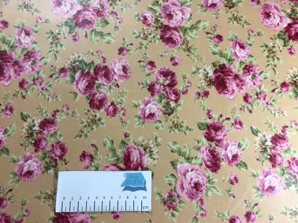 Beschichtete Baumwolle Blumen Gold Bunt Nr 2661