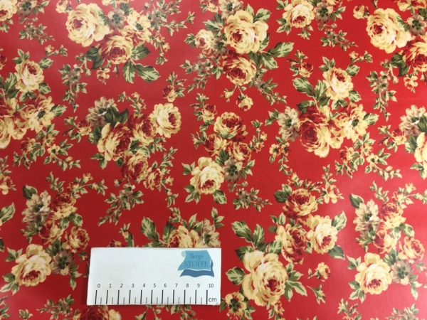 Beschichtete Baumwolle Blumen Rot Bunt Nr 2663