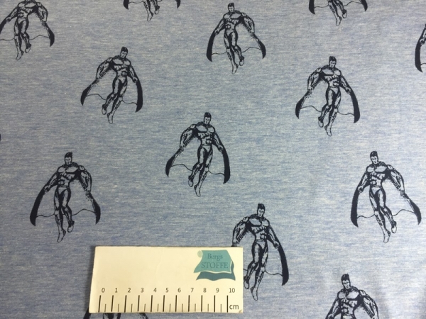 Jersey Baumwoll-Stoff Mann Blau Meliert Nr 2676