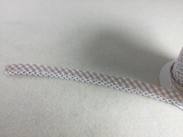 BW Schrägband mit Häckelborde Beige Weiß Nr 28