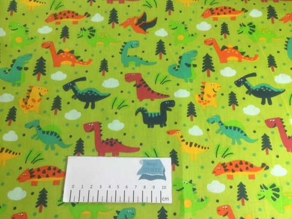 Baumwolle Dinos Grün Bunt Nr 1465