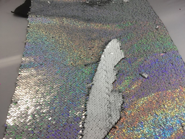 Wendepaillettenstoff Farbe Silber Glitter