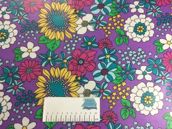 Beschichtete Baumwolle Blumen Lila Bunt Nr 1761